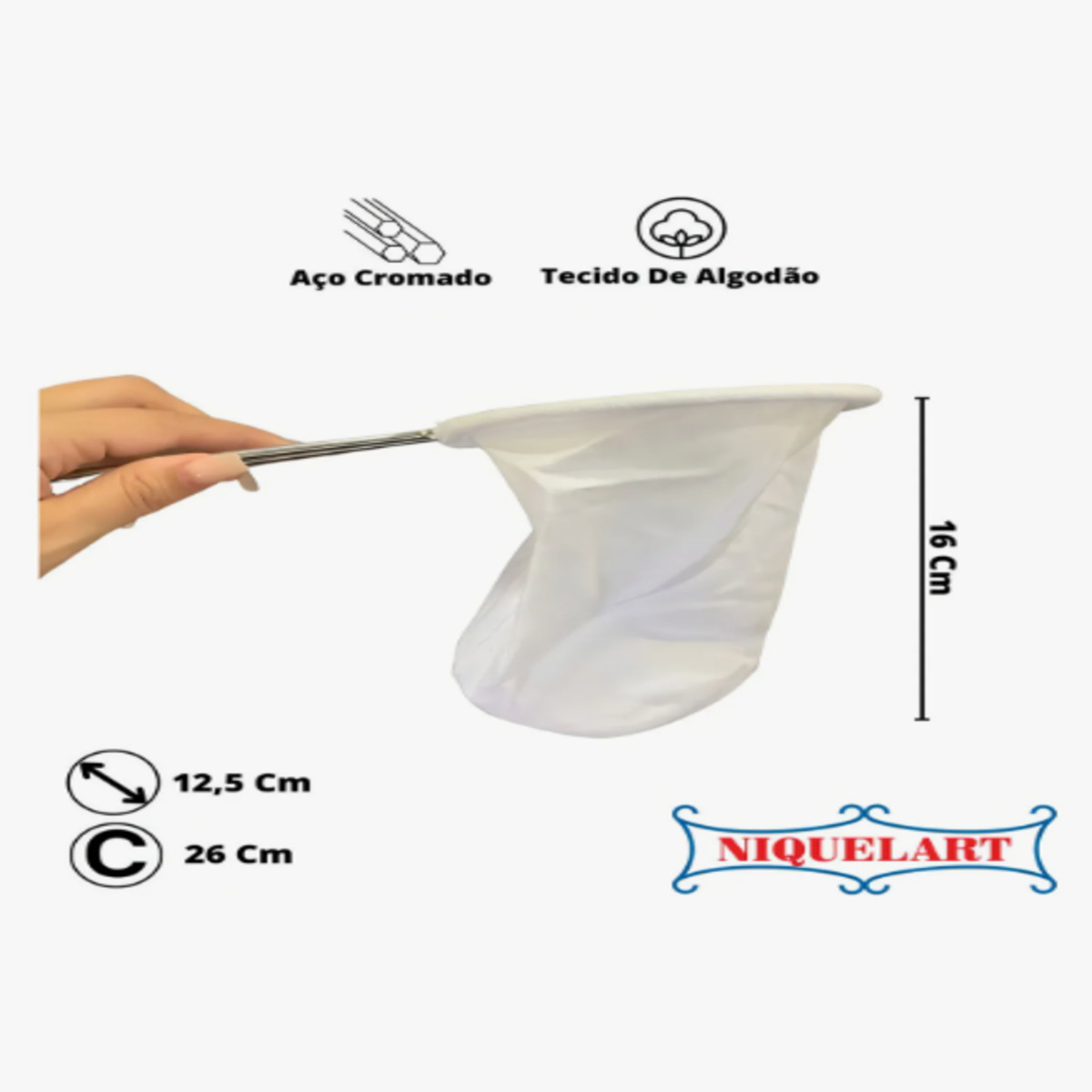 Coador G - Produto aberto com dimensões